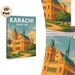Karachi Pakistan Landmark Painting Poster, Warm-toned Retro Architectural Scene Poster, Showcases Iconic Historic Building With Lush Greenery, Ideal_maomaolike.com