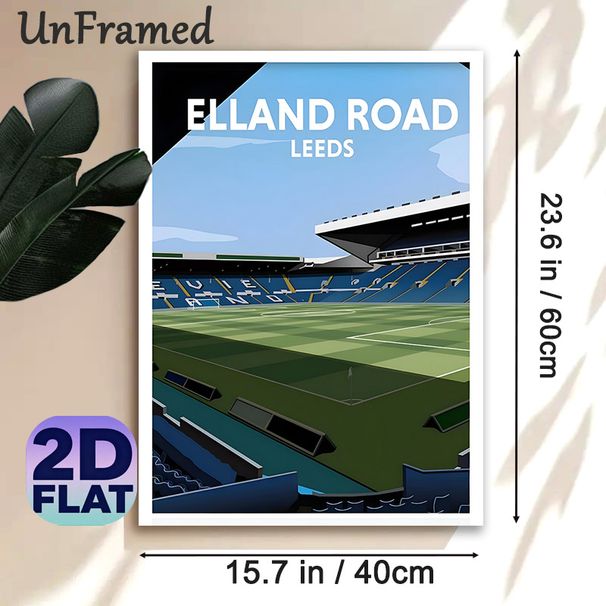 Elland Road Football Stadium Painting Poster, Sleek Flat-graphic Style Poster, Captivating Football Stadium Scene, Sports-themed Wall Decor Suitable_maomaolike.com