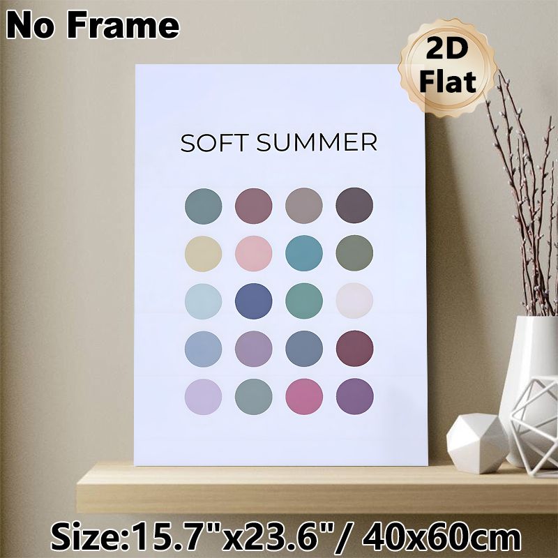 Soft Summer Color Palette Painting Poster, Muted Pastel Round Dot Pattern Poster, Stylish Color Reference Ideal For Home Studio, Living Room Decor_maomaolike.com