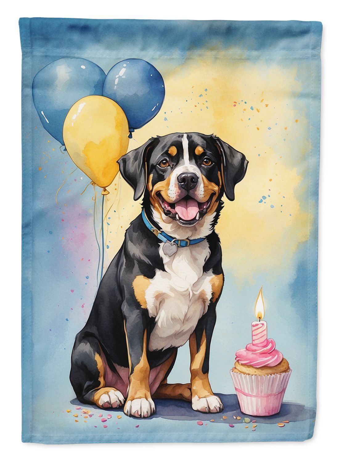 Entlebucher Mountain Dog Happy Birthday Garden Flag Mailbox Flag Decorative Yard Flag Banner Outside Patio Artwork Yard Flower Beds, Garden Size, Multicolor_maomaolike.com