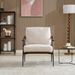 Modern Accent Chair, Mid Century Modern Accent Chairs, Linen Fabric Arm Chair With Wood Armrests, Upholstered Leisure Chair For Living Room, Bedroom, Reception Room, White_maomaolike.com