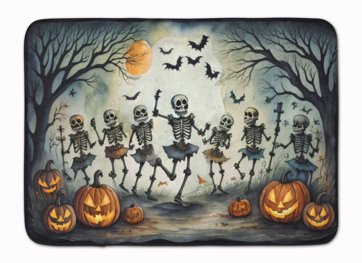 Dancing Skeletons Spooky Halloween Memory Foam Kitchen Mat Machine Washable Anti-Fatigue Mat Cushion Comfort Bath Mat Or Kitchen Rug_maomaolike.com