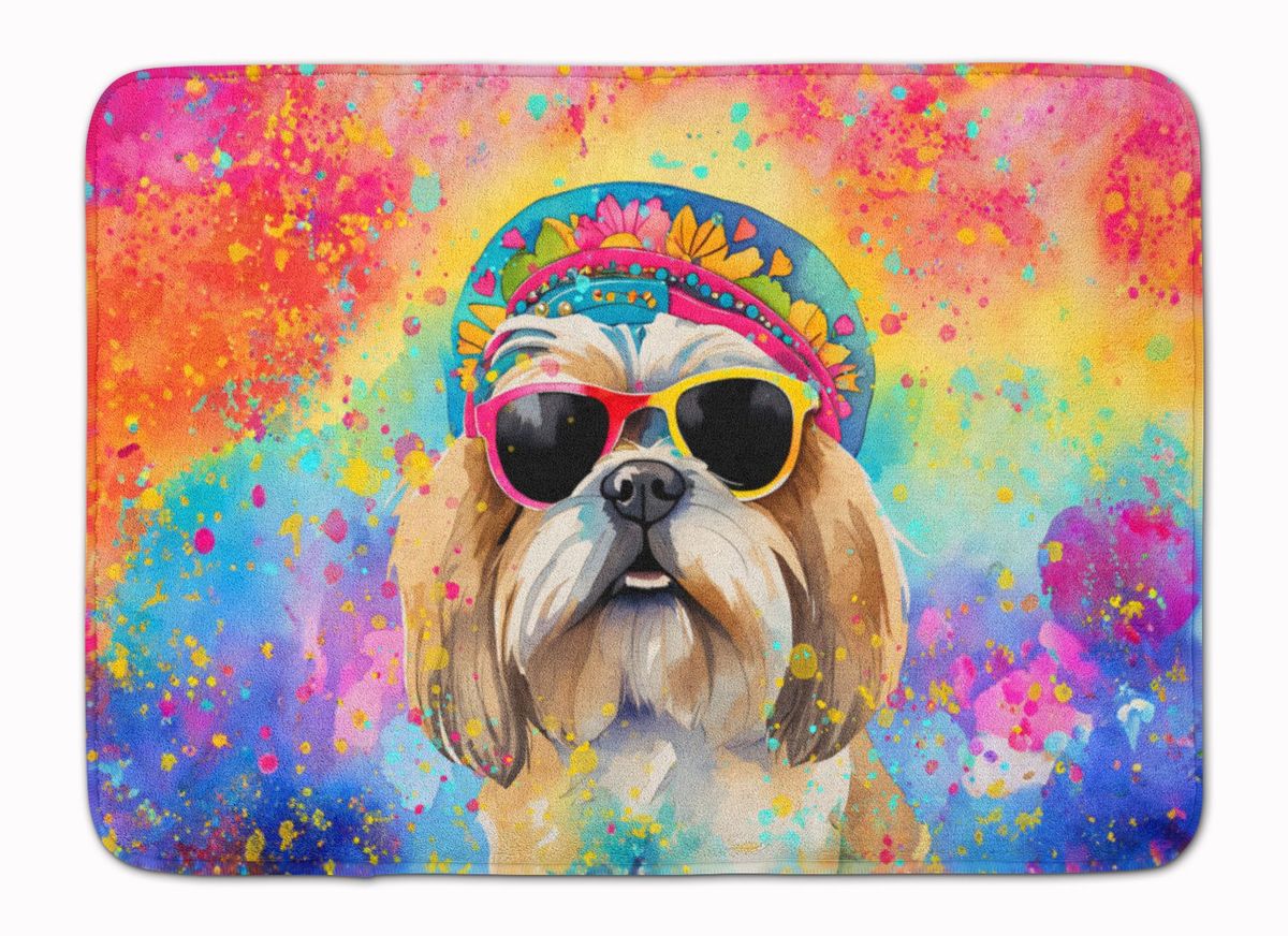 Shih Tzu Hippie Dawg Memory Foam Kitchen Mat Machine Washable Anti-Fatigue Mat Cushion Comfort Bath Mat Or Kitchen Rug_maomaolike.com