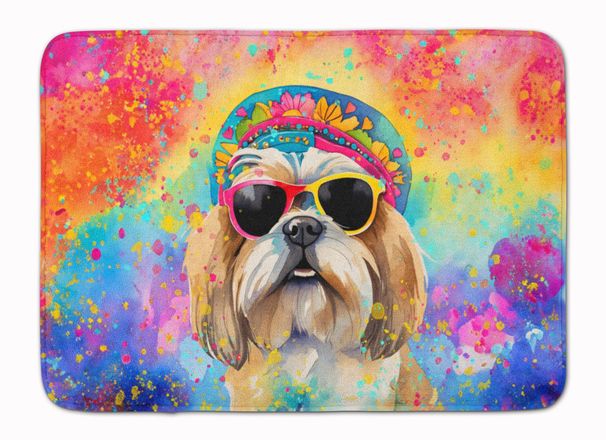 Shih Tzu Hippie Dawg Memory Foam Kitchen Mat Machine Washable Anti-Fatigue Mat Cushion Comfort Bath Mat Or Kitchen Rug_maomaolike.com