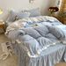 Ins Girl Heart Korean Style Thickened Warm Coral Milk Fleece Four-Piece Set Ruffled Winter French Velvet Bed Skirt_maomaolike.com