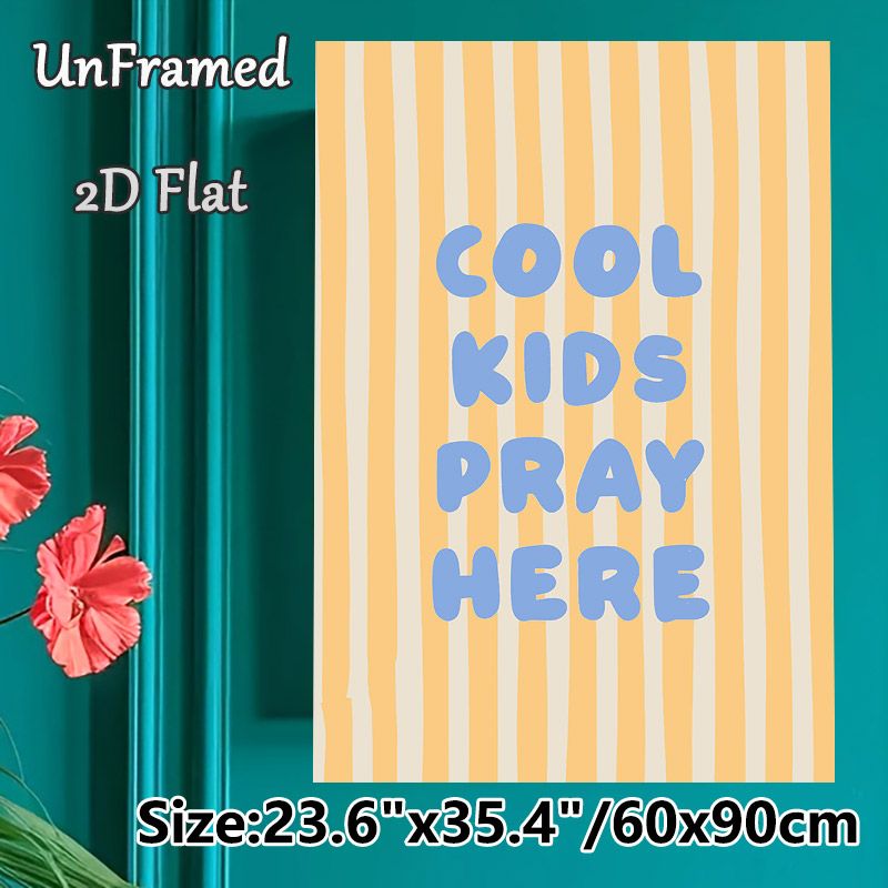 Prayer-focused Painting Poster, Pastel Yellow-White Striped Playful Lettering Poster, Warm Uplifting Design, Ideal For Prayer Rooms And Cozy Living_maomaolike.com