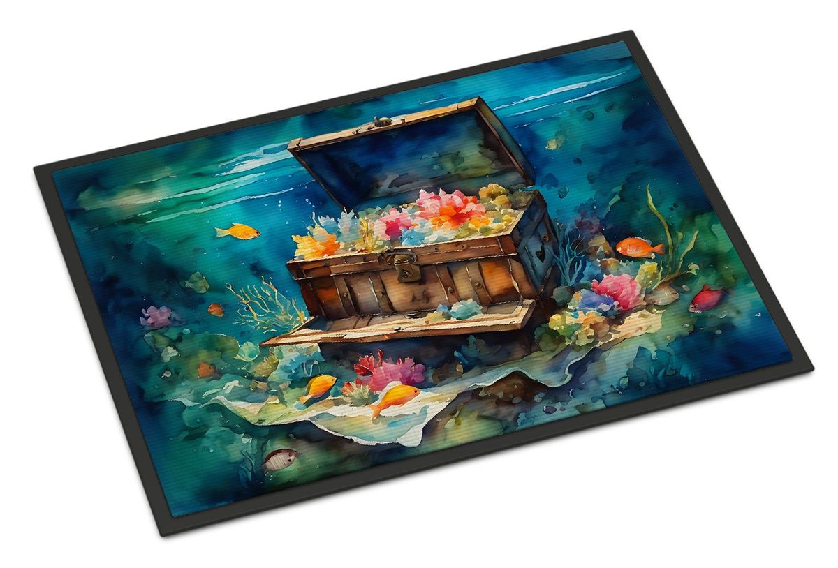 Treasure Chest Doormat Front Door Mat Indoor Outdoor Rugs For Entryway, Non Slip Washable Low Pile, 24H X 36W_maomaolike.com