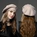 Hot Sale new Women's Hat Fashion Solid Color Wool Knitted Berets With Rhinestones Ladies Beanie Beret Black wine red cap female_maomaolike.com