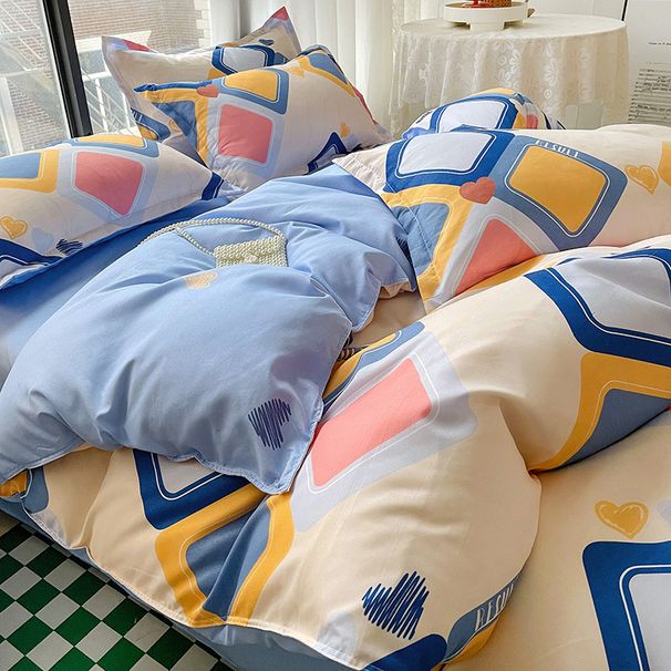 Soft Comfortable Skin-Friendly Aloe Vera Three-Piece American Cotton Student And Employee Dormitory Quilt Cover Bed Sheet Four-Pie_maomaolike.com