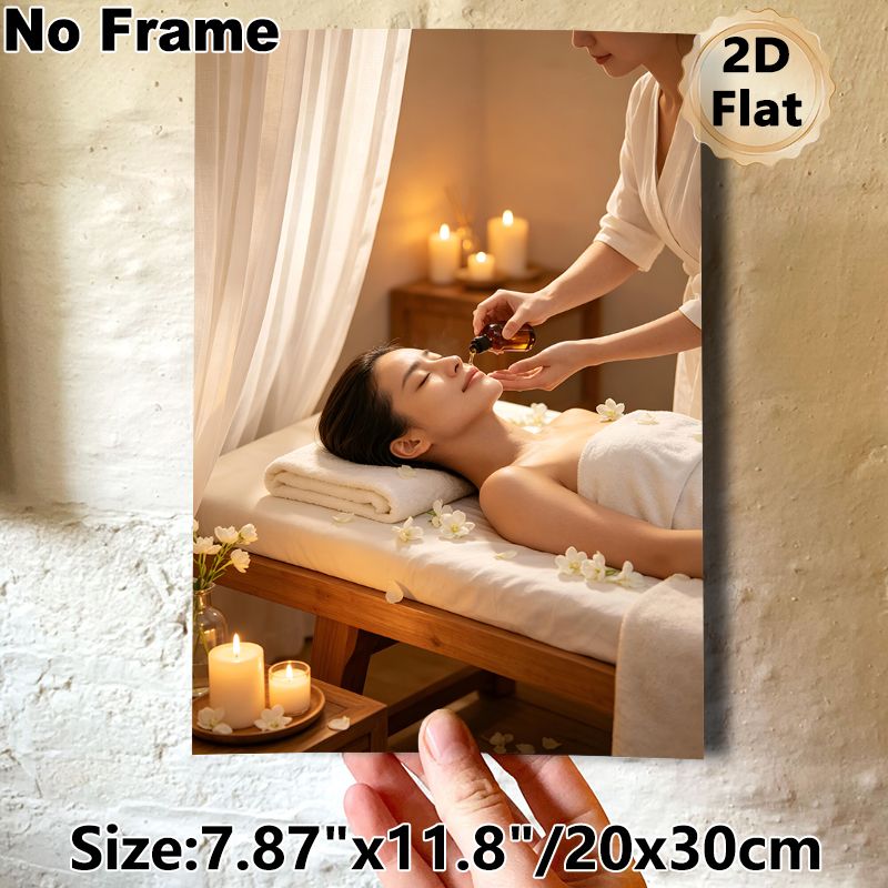 Spa Massage Painting Poster, Warm-toned Tranquil Spa Scene Poster, Offers Soothing Ambiance, Suitable For Spa Salon, Wellness Center And Relaxation_maomaolike.com