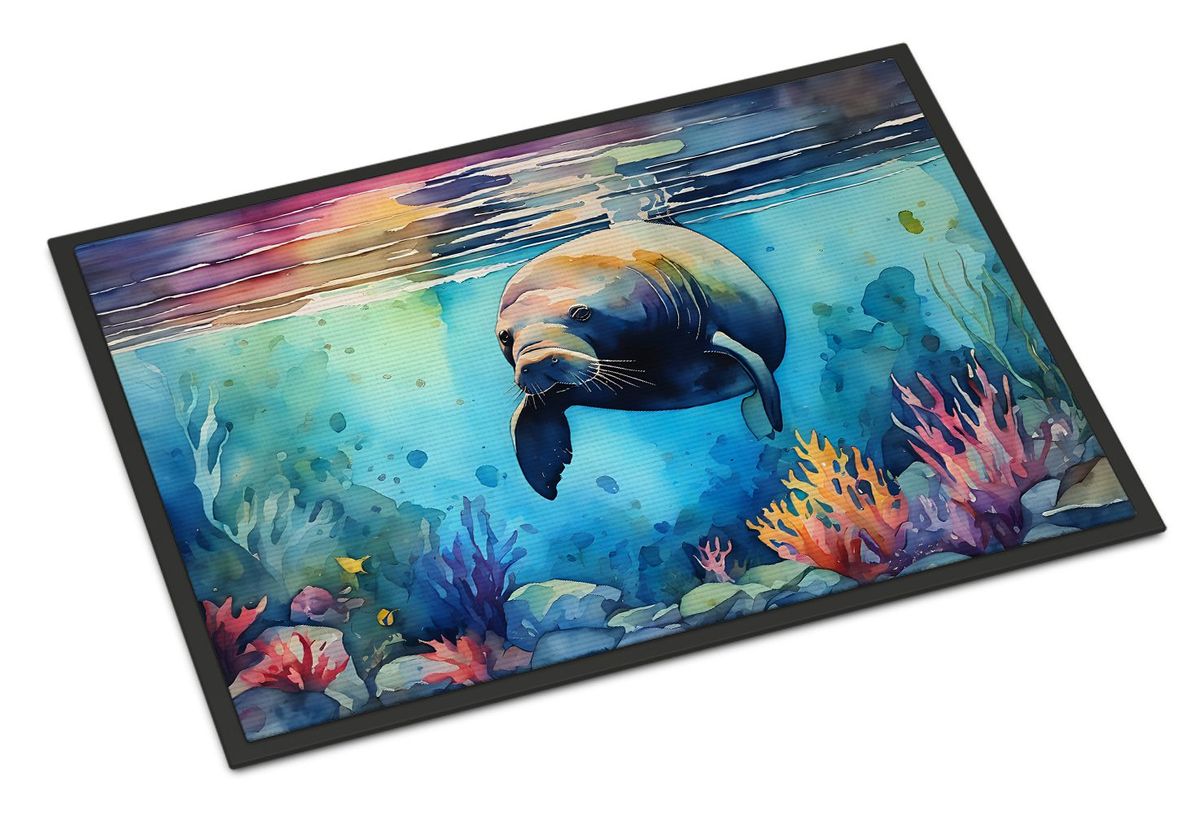 Manatee Doormat Front Door Mat Indoor Outdoor Rugs For Entryway, Non Slip Washable Low Pile, 24H X 36W_maomaolike.com