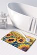Kansas Sunflowers In Watercolor Memory Foam Kitchen Mat Machine Washable Anti-Fatigue Mat Cushion Comfort Bath Mat Or Kitchen Rug_maomaolike.com