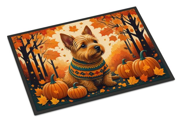 Norwich Terrier Fall Doormat Front Door Mat Indoor Outdoor Rugs For Entryway, Non Slip Washable Low Pile, 24H X 36W_maomaolike.com