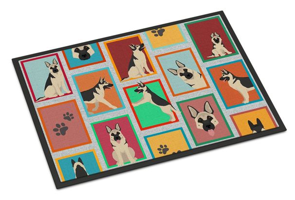 Lots Of Black And Silver German Shepherd Doormat Front Door Mat Indoor Outdoor Rugs For Entryway, Non Slip Washable Low Pile, 24H X 36W_maomaolike.com