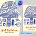 Surf Themed "Eat The Wave" Painting Poster, Playful Hand-drawn Cartoon Style Poster, Whimsical Design With Surf, UFO And Rainbow Elements, Ideal For_maomaolike.com