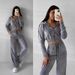 Women's Clothing Suit Solid Color Long Sleeve Zipper Hoodie Lace up Pants Two piece Set_maomaolike.com