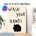 Black Cat & Wash Your Hands Themed Painting Poster, Minimalist Cute Black Cat & Text Art Poster, Gentle Hygiene Reminder Ideal For Bathroom, Restroom_maomaolike.com