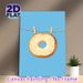 Bagel Themed Painting Poster, Whimsical Cartoon-style Bagel Clipped On Rope Poster, Playful Food-inspired Decor Ideal For Kitchen And Dining Area_maomaolike.com