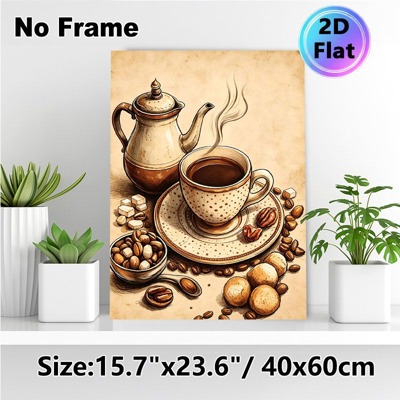 Coffee & Treats Themed Painting Poster, Vintage Hand-drawn Warm Coffee Scene Poster, Cozy Nostalgic Decor Idea For Kitchen, Café And Dining Area_maomaolike.com