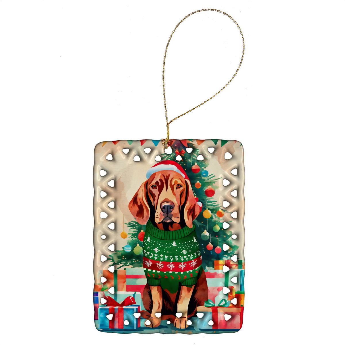 Vizsla Christmas Porcelain Ornament Christmas Tree Hanging Decorations For Home Christmas Holiday, Rectangle, Gift, Multicolor_maomaolike.com