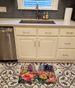 New York Roses In Watercolor Memory Foam Kitchen Mat Machine Washable Anti-Fatigue Mat Cushion Comfort Bath Mat Or Kitchen Rug_maomaolike.com