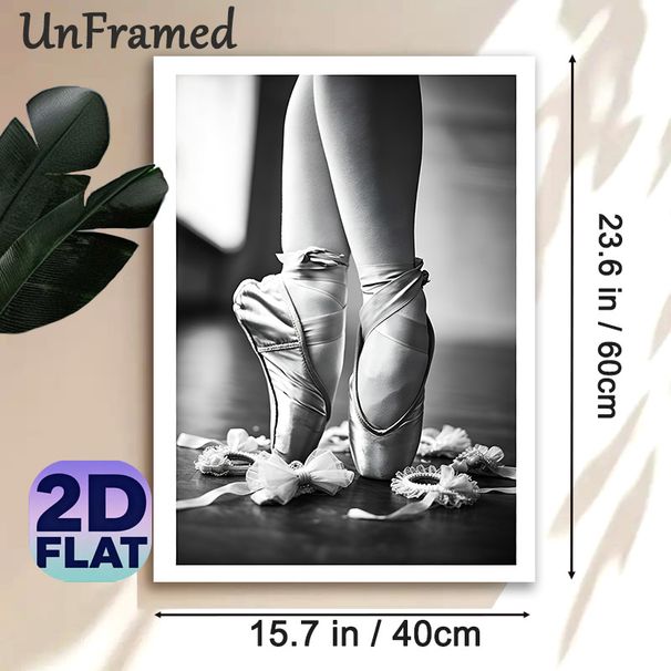 Ballet Pointe Shoes Painting Poster, Monochrome Elegant Ballet Feet Scene Poster, Refined Artistic Decor Ideal For Dance Studio, Bedroom And Living_maomaolike.com