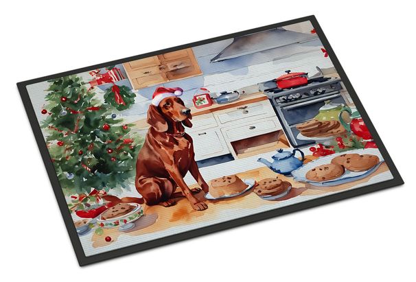 Redbone Coonhound Christmas Cookies Doormat Front Door Mat Indoor Outdoor Rugs For Entryway, Non Slip Washable Low Pile, 24H X 36W_maomaolike.com