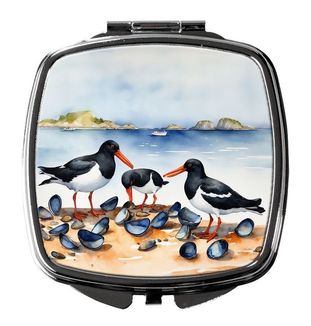 Oystercatchers Feeding Compact Mirror Decorative Travel Makeup Mirror For Women Girls Gifts Pocket Makeup Mirror Folding Handheld_maomaolike.com