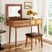 43.3" Classic Wood Makeup Vanity Set With Flip-top Mirror And Stool, Dressing Table With Three Drawers And Storage Space_maomaolike.com