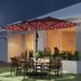 Garden Parasol 14.4ft Double-Sided Sun Umbrella With Base, Patio Parasol With LED Solar Lights, Wine Red_maomaolike.com