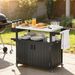 Outdoor Bar Cart With Storage, Stainless Steel Outdoor Bar Table Top, Wheeled HDPE Kitchen Island For Food Prep, Black_maomaolike.com