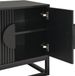 WOODEEM Modern Black Night Stand 24" Wide With Solid Wood Doors, Bedroom Nightstand 24" Tall Bedside Tables, Mid Century Vintage Fluted Sofa End Side Table Living Room_maomaolike.com
