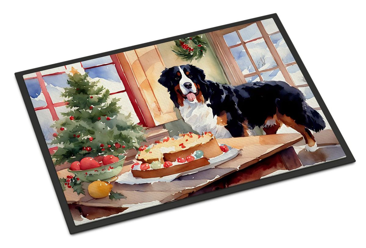 Bernese Mountain Dog Christmas Cookies Doormat Front Door Mat Indoor Outdoor Rugs For Entryway, Non Slip Washable Low Pile, 24H X 36W_maomaolike.com