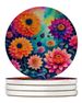 Colorful Dahlias Large Sandstone Coasters Pack Of 4 Absorbent Round Coasters Decor Gifts For Men Or Women, 4 In, Multicolor_maomaolike.com