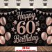 Rose Golden 60th Birthday Party Banner - 2D Flat Polyester Backdrop, Wall Hanging Photo Props, Party Decor_maomaolike.com