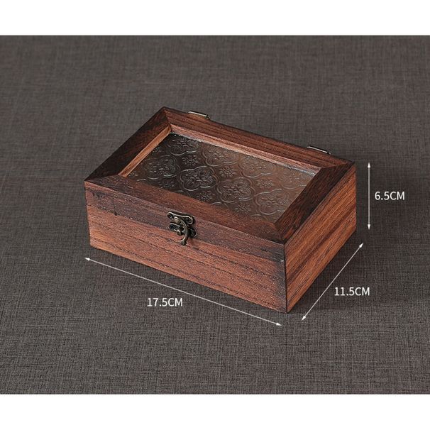 Classical Begonia Glass Wooden Storage Jewelry Gift Packaging Dustproof Flip Cover Desktop Organizer Box_maomaolike.com