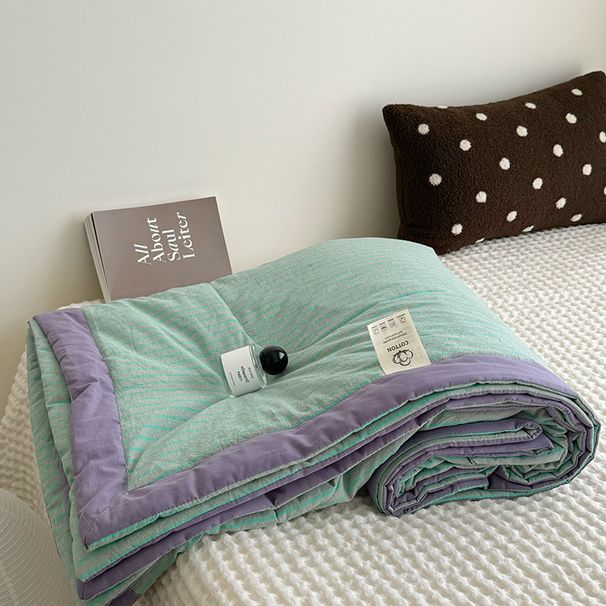 Wholesale Japanese Style Yarn-Dyed Washed Cotton Single Double Summer Cool Machine Washable Air Conditioning Simple Striped Thin Q_maomaolike.com