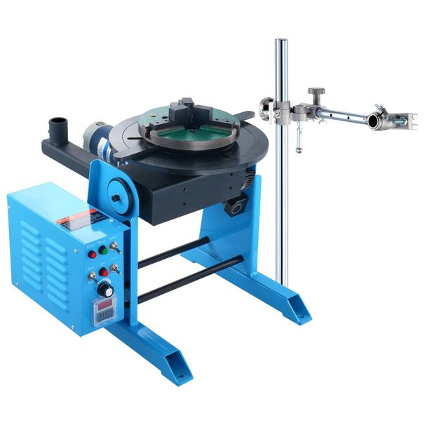 Rotary Welding Positioner 50KG, 0-90° Welding Positioning Turntable Table 0.5-6RPM 120W, With 12.4 Inch 3-Jaw Lathe Chuck & Welding Torch Stand Holder For Cutting, Grinding, Assembly, Testing_maomaolike.com