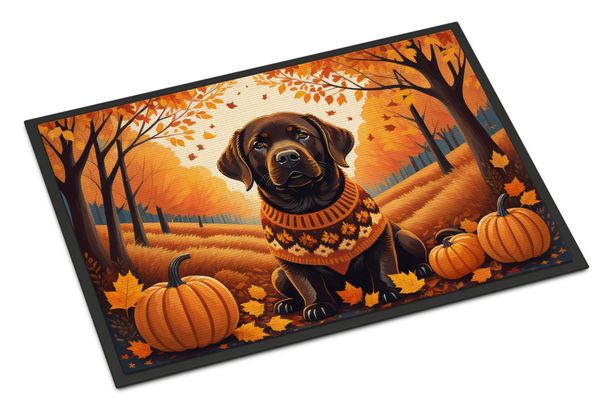 Chocolate Labrador Retriever Fall Doormat Front Door Mat Indoor Outdoor Rugs For Entryway, Non Slip Washable Low Pile, 24H X 36W_maomaolike.com