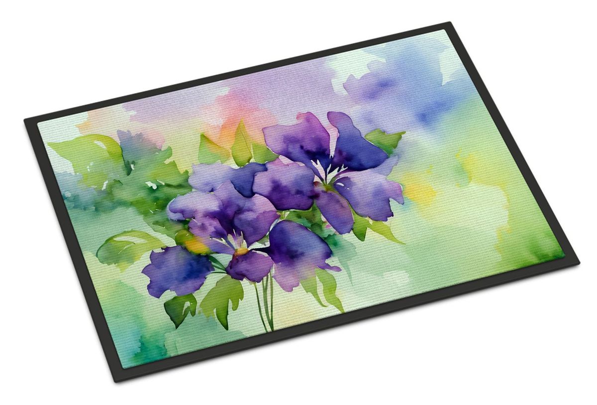New Jersey Violet In Watercolor Doormat Front Door Mat Indoor Outdoor Rugs For Entryway, Non Slip Washable Low Pile, 24H X 36W_maomaolike.com