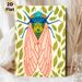 Cicada Themed Painting Poster, Vibrant Bohemian Style Colorful Cicada & Leaf Pattern Poster, Eye-catching Nature-inspired Decor For Living Room_maomaolike.com