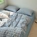 Manufacturer Wholesale INS Japanese Double Stitching Pure Full Nordic Style Washed Cotton Artistic Plaid Four-Piece Set_maomaolike.com