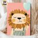 Cartoon Lion Painting Poster, Cute Pastel-toned Cartoon Style Poster, Cheerful Lion In Overalls Holding Balloon, Ideal For Bedroom And Living Room_maomaolike.com
