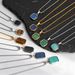 Treny Penant Necklaces Men,Square Natural Stone Stainless Steel Necklaces,Hip Hop Healing Jewelry Gifts For Husban_maomaolike.com