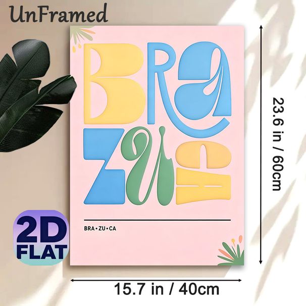 Art Typography "BRA ZU CA" Painting Poster, Vibrant Colorful Abstract Typographic Poster, Eye-catching Decorative Piece Ideal For Living Room, Bedroom_maomaolike.com