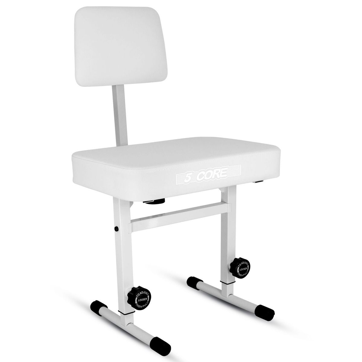 5 CORE Piano Bench Height Adjustable Keyboard Stool Stool Heavy Duty Thick Padded Cushioned Seat With Backrest - PNB B-REST WH_maomaolike.com