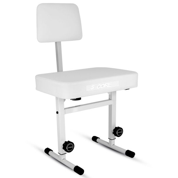 5 CORE Piano Bench Height Adjustable Keyboard Stool Stool Heavy Duty Thick Padded Cushioned Seat With Backrest - PNB B-REST WH_maomaolike.com