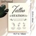 Tattoo Station Painting Poster, Vintage Typographic & Line-art Instructional Poster, Clear Temporary Tattoo Application Guide, Ideal For Wedding_maomaolike.com