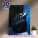 Expressive Seated Figure Painting Poster, Bold Impasto Style Poster, Dramatic Dark & Blue Toned Figure With Raised Hand, Evocative Artistic Decor_maomaolike.com