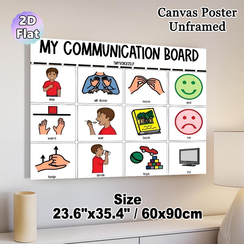 Communication Board Painting Poster, Vibrant Visual Communication Poster, Aids Daily Basic Expression, Suitable For Home And Therapy Environments_maomaolike.com